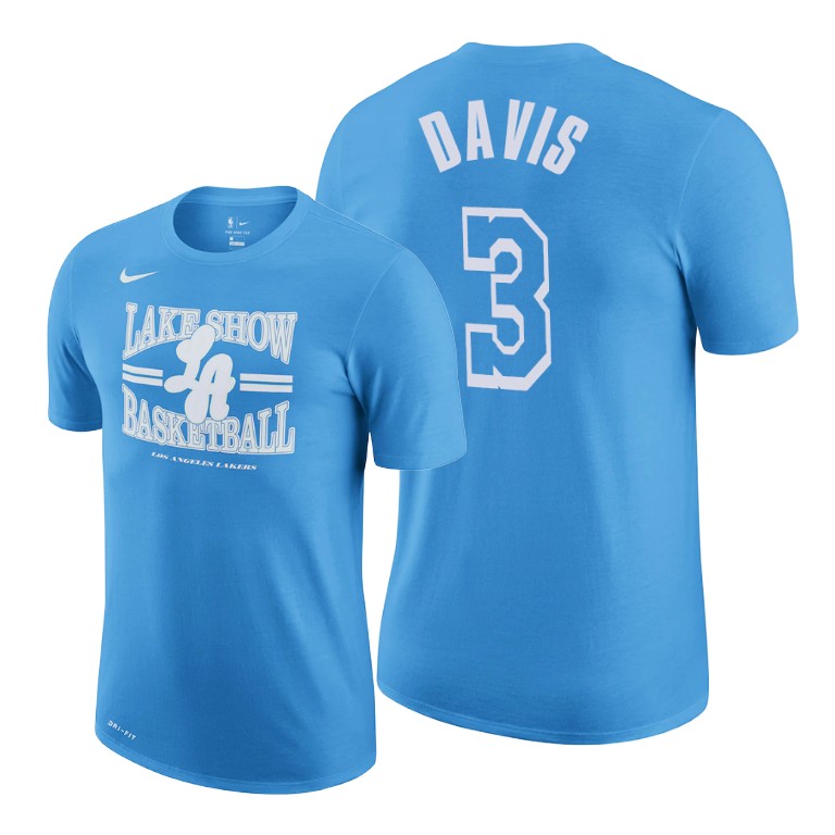 Men's Los Angeles Lakers Anthony Davis #3 NBA 2020-21 City Edition Blue Basketball T-Shirt PHG0083FQ